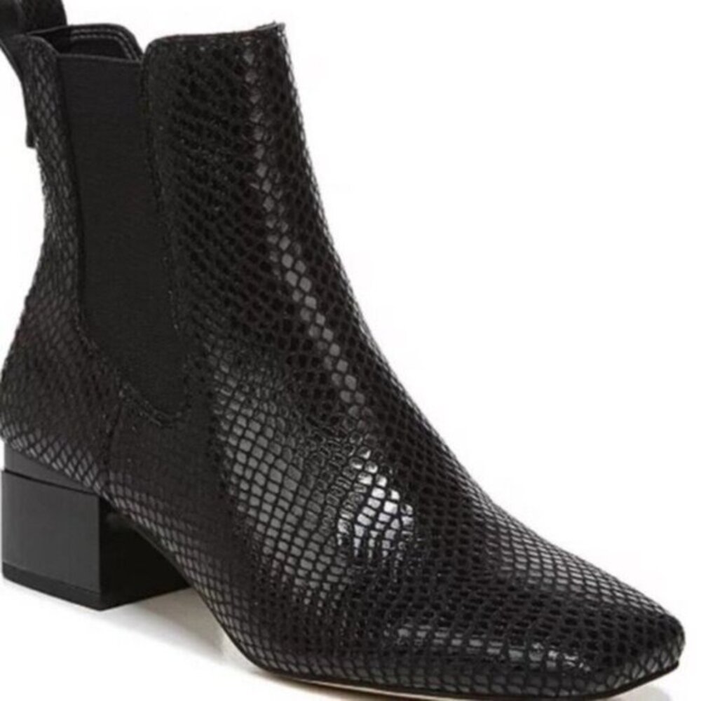 Franco Sarto Black Snake Print Ankle Booties 7.5